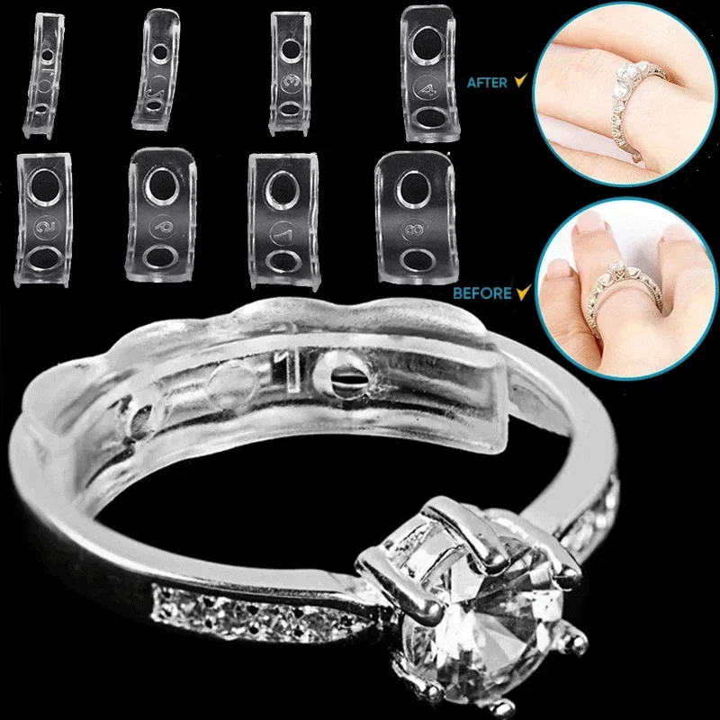 8 Sizes Silicone Invisible Clear Ring Resizer Loose Rings Reducer Ring Sizer Fit new Any 2025 Rings Jewelry Tools