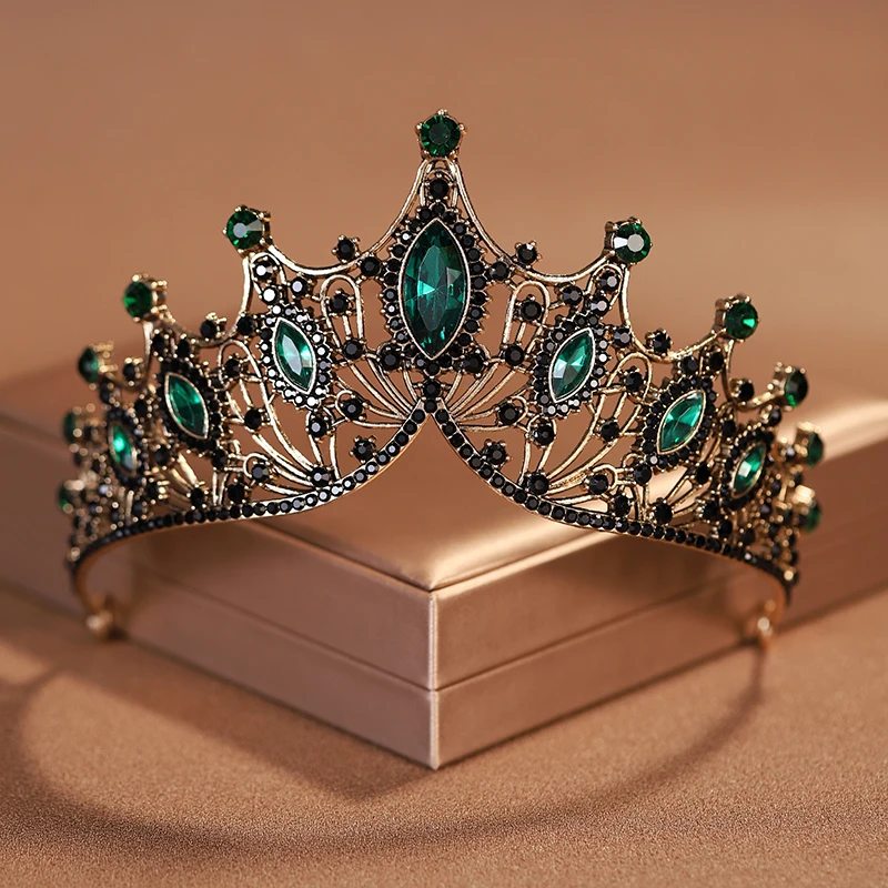 Itacazzo Bridal Headwear Black-colour Baroque Style Mysterious Ladies' Bridal Wedding Tiara