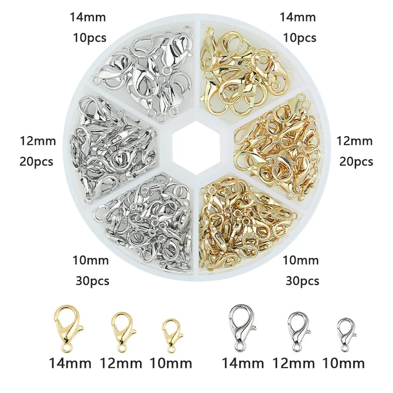10pcs/lot 10-14mm Metal Lobster Clasps Jewelry Making Components DIY Bracelet Necklace Carabiner Findings Hooks Chain Closure