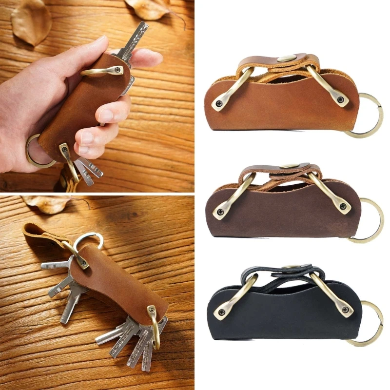 Men Key Sleeve Wallet Housekeeper Pocket Handmade Key Storage Bag new PU Leather Car Key Cases 2025 Holder Large Capacity Keychain Pouch