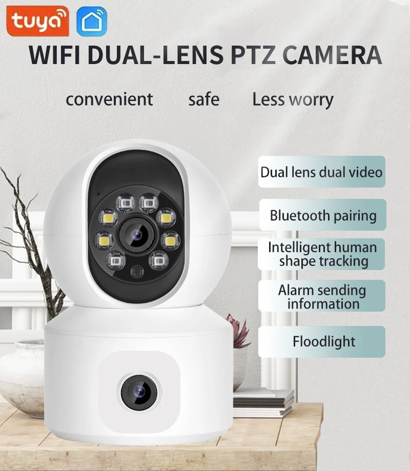 SmartCnet Tuya Smart Life 4MP Dual Lens WiFi Camera Dual Screen Auto Tracking Ai Human Indoor secuiryt CCTV Video Surveillance