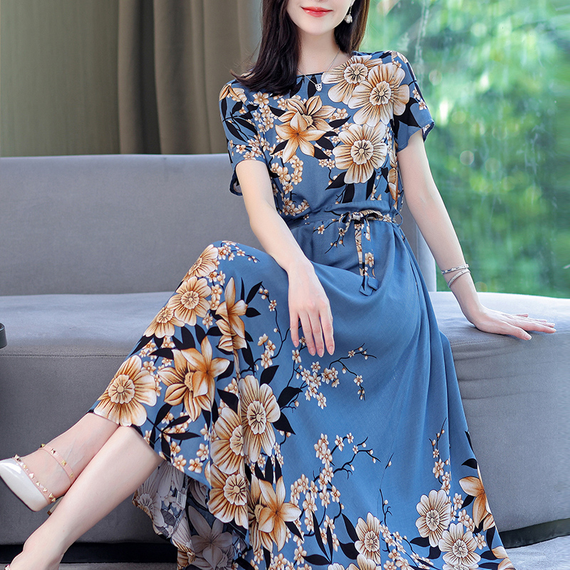 New Hot Casual new 2024 Summer Dresses For Women 2025 Loose Clothes Party Printing O-neck Dresses Women Clothing Plus Size