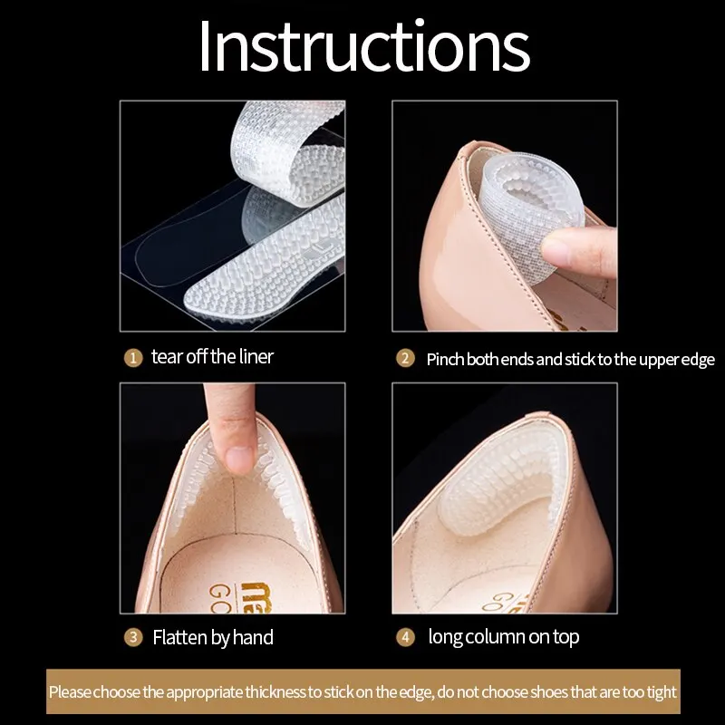 4Pairs Soft Silicone 2025 Insoles Heel Stickers Antislip Wearresistant Foot Heel Posts Half Yard Pad new Fit Massage Pain Relief