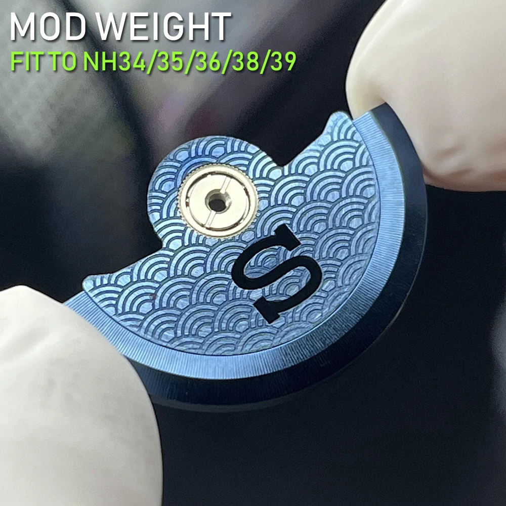Mod Customized Oscillating Weight Rotor Compatible with NH34 NH35 NH36A Movement Steel Blue Hammer Parts Hollow "S" Mark New 448