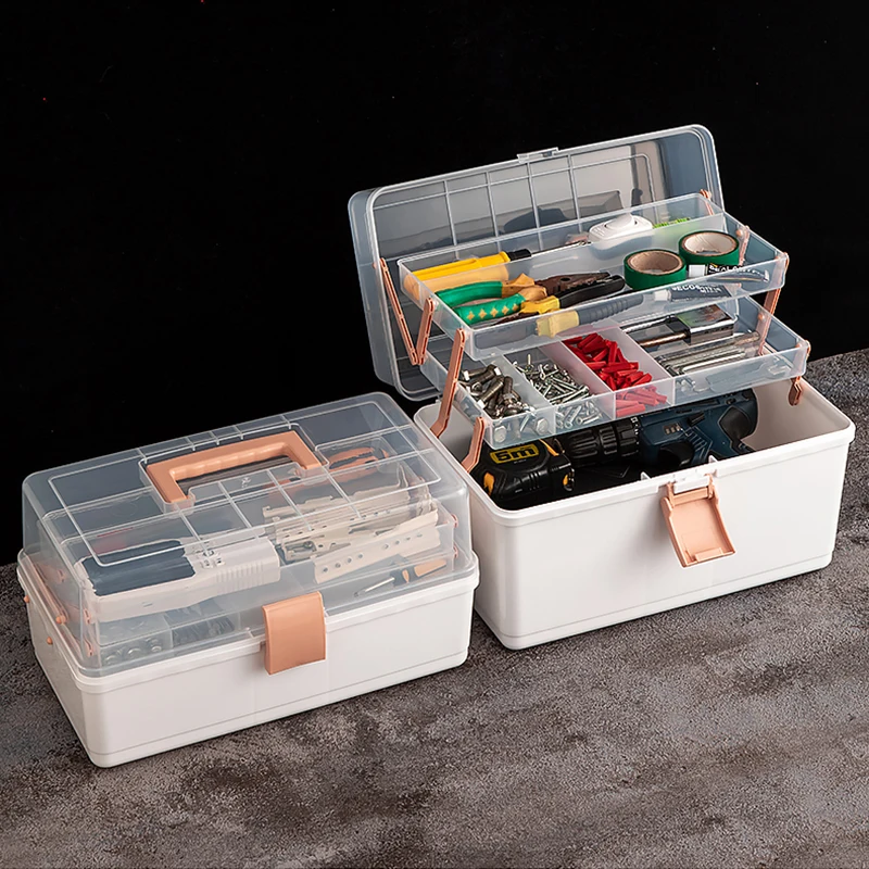 Multifunctional Fold Tools Box Large-capacity Rigid Plastic Case Shockproof Suitcase Parts Organizer Professional Empty Tool Box