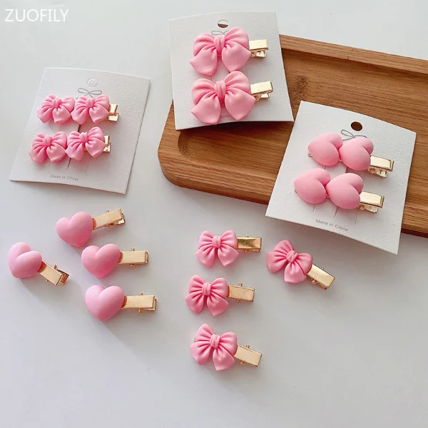 2Pcs/lot Children Hair Pin Clips Girls Bear Hairpins Heart Star Hairband 2025 new for Korean 2023 New Women Cute Baby Accessories Fashion