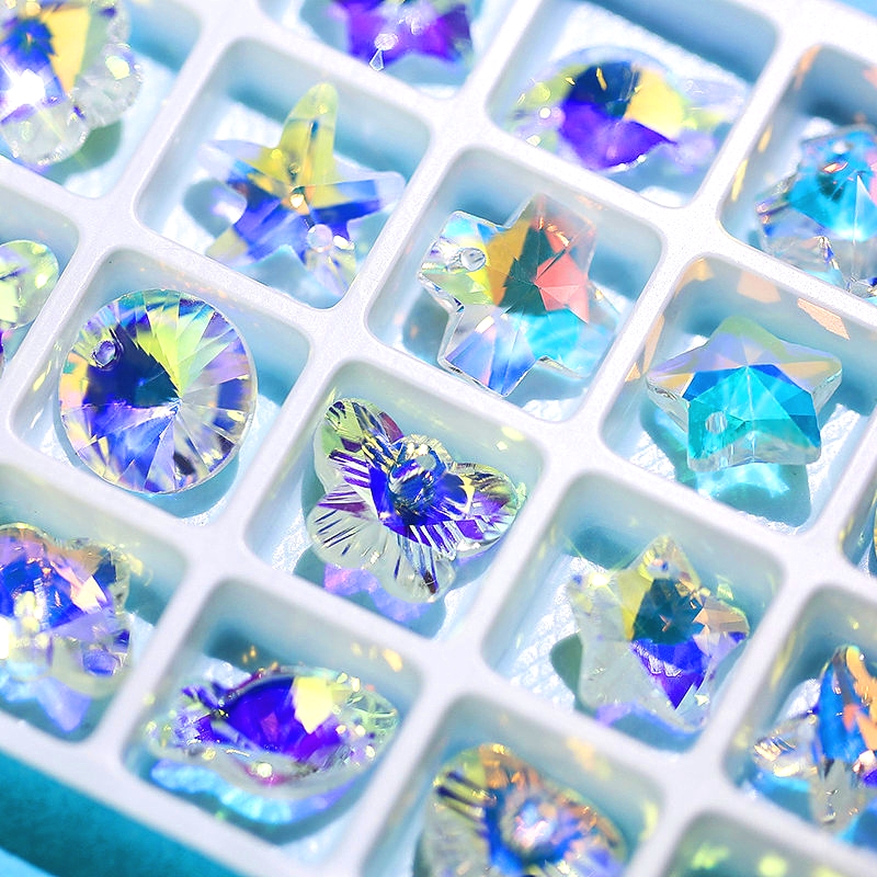 14mm 2025 28pcs/pack Crystal AB Pendant Glass beads Crystal Gems Charms new For Jewelry Making Necklaces Earrings DIY Best Quality