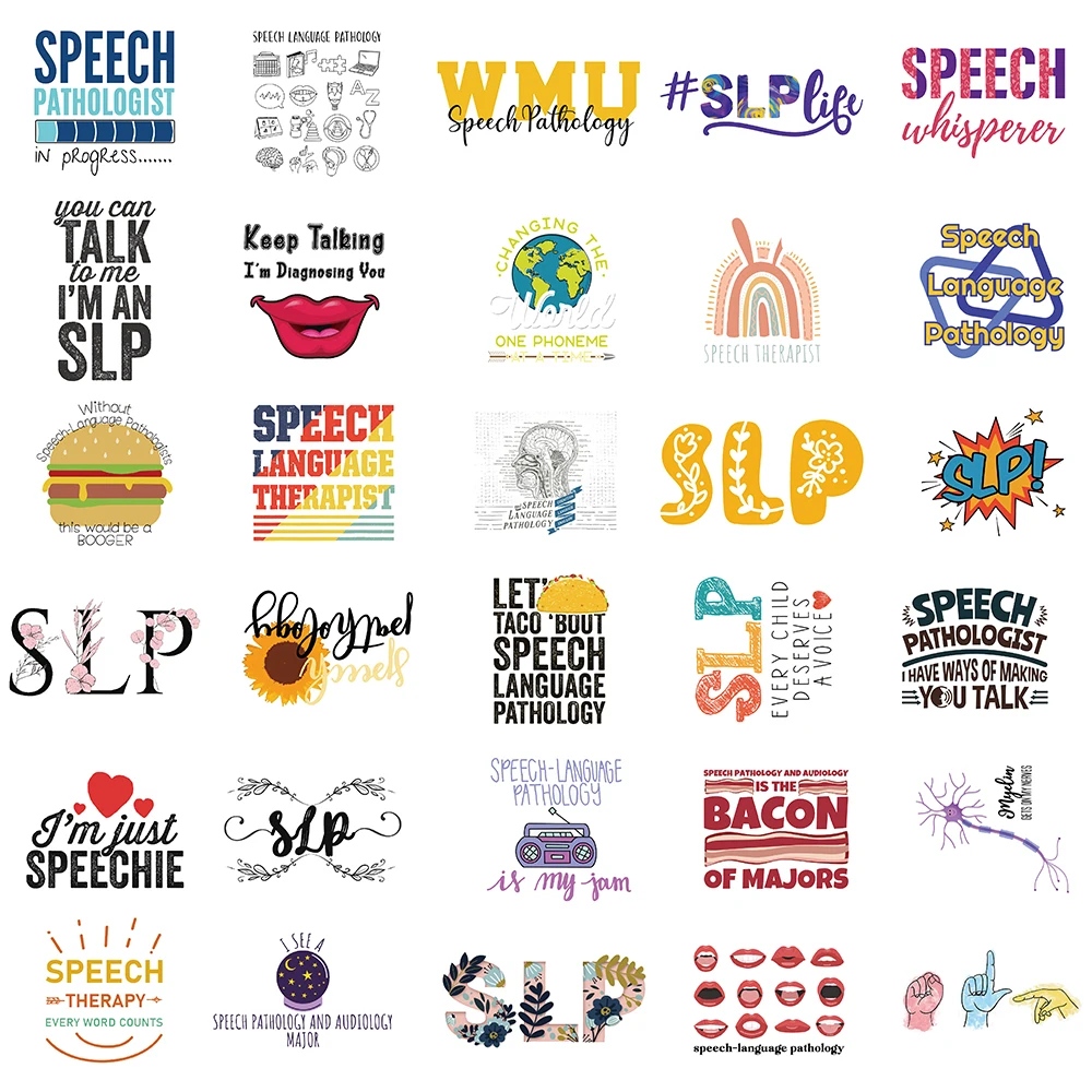 10/56pcs SLP Stickers Speech Language Pathologist new Aesthetic Vinyl Waterproof Stickers for 2025 Water Decals for Kids Teens Adults