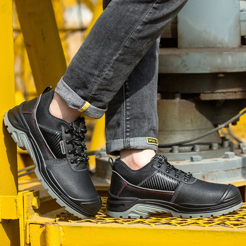 Leather Work Safety Shoes Man Women Anti-Smash Steel Toe Male Work Boots Indestructible Anti-slip Wear-resistant Safety Shoes