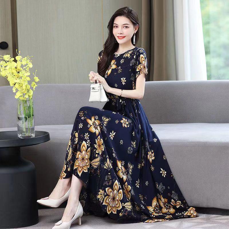 New Hot Casual new 2024 Summer Dresses For Women 2025 Loose Clothes Party Printing O-neck Dresses Women Clothing Plus Size