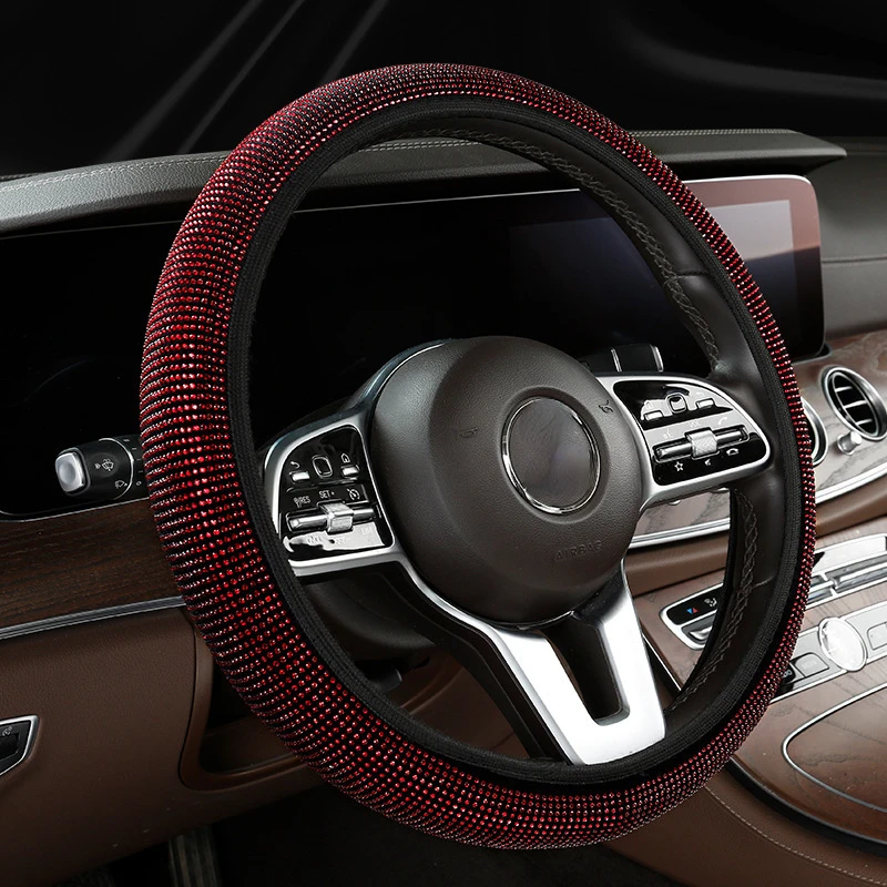 Summer Diamond-encrusted Car Steering Wheel Cover Elastic Inner Ring Is Suitable for Steering Wheel with Diameter of 36-38cm.