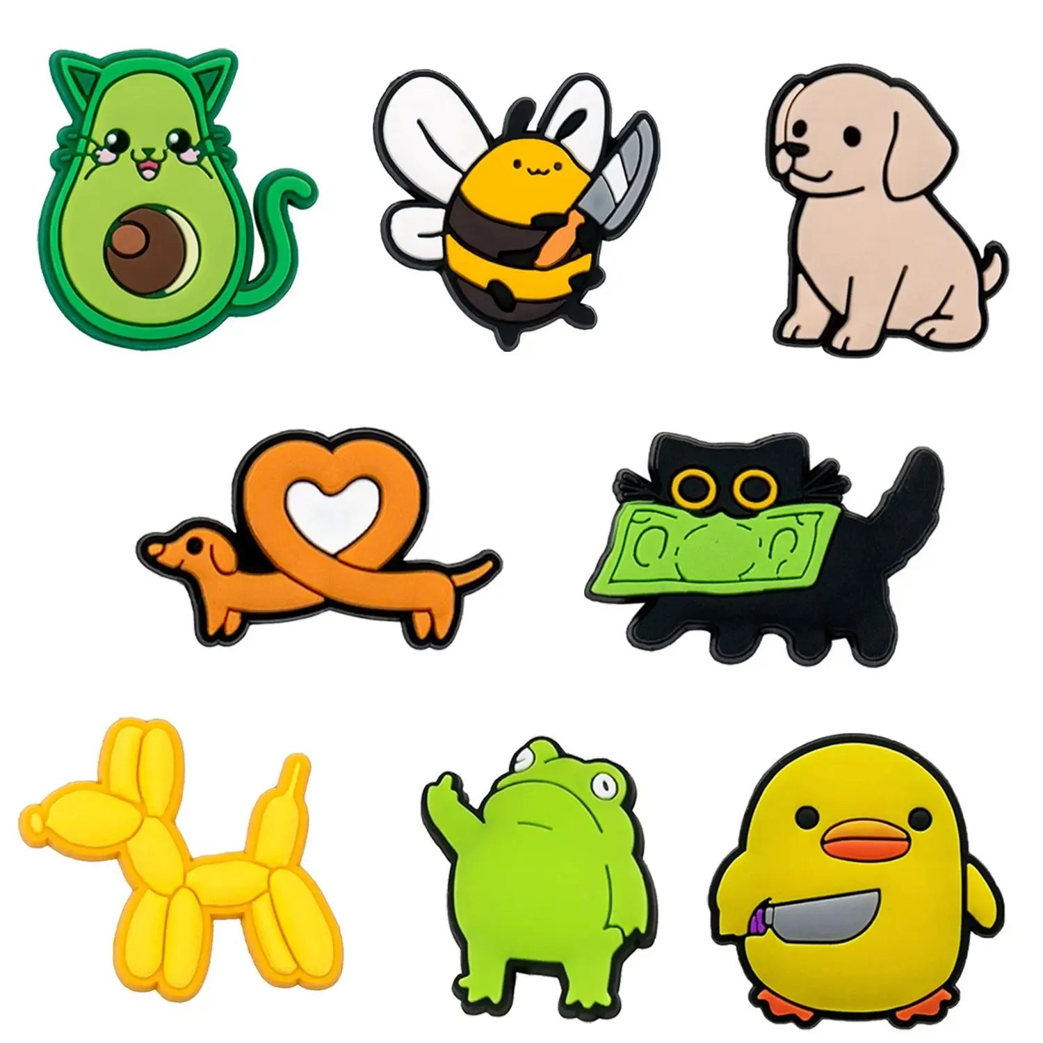 Cute Animals Shoes Charms Accessories Funny Frog Dog Duck Cactus Avocado Shoe Decorations Salamander Pins Jeans
