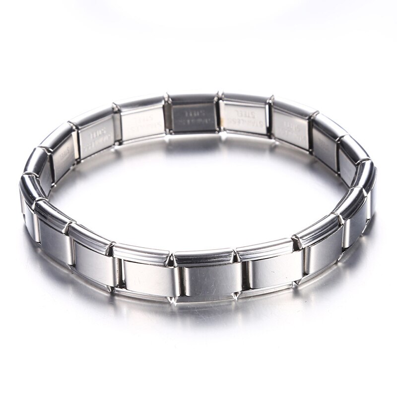 Pulseras de acero inoxidable de 9 mm de ancho para mujer, brazalete de Color plateado para uso diario, estilo de moda Simple, Unisex, fiesta