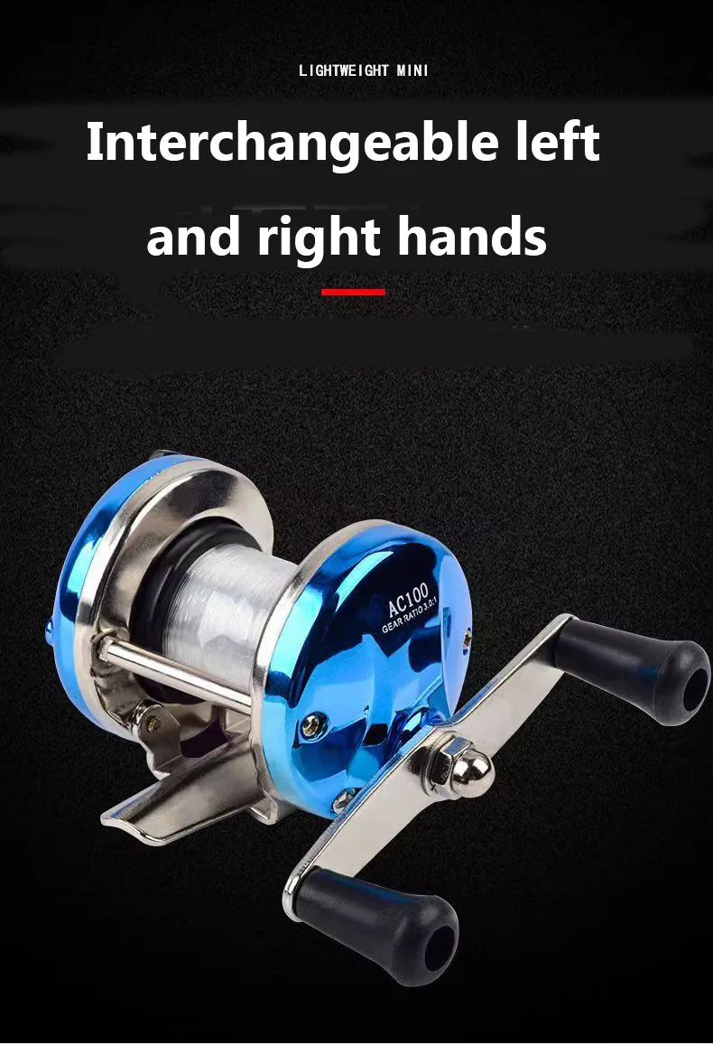 Sideny Fishing Reel Mini Snare Drum Wheel All Metal Micro Lead Raft Winter Ice Sea Casting Drum Wheel Sea Rod Fish Baitcast Reel