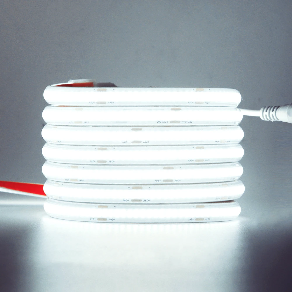 IP68 Waterproof COB Led Strip Light 12V 24V 5m 10m 15m 20m 0.5m Flexible LED Tape 320LED RA90 High Density Bright Liner Lighting