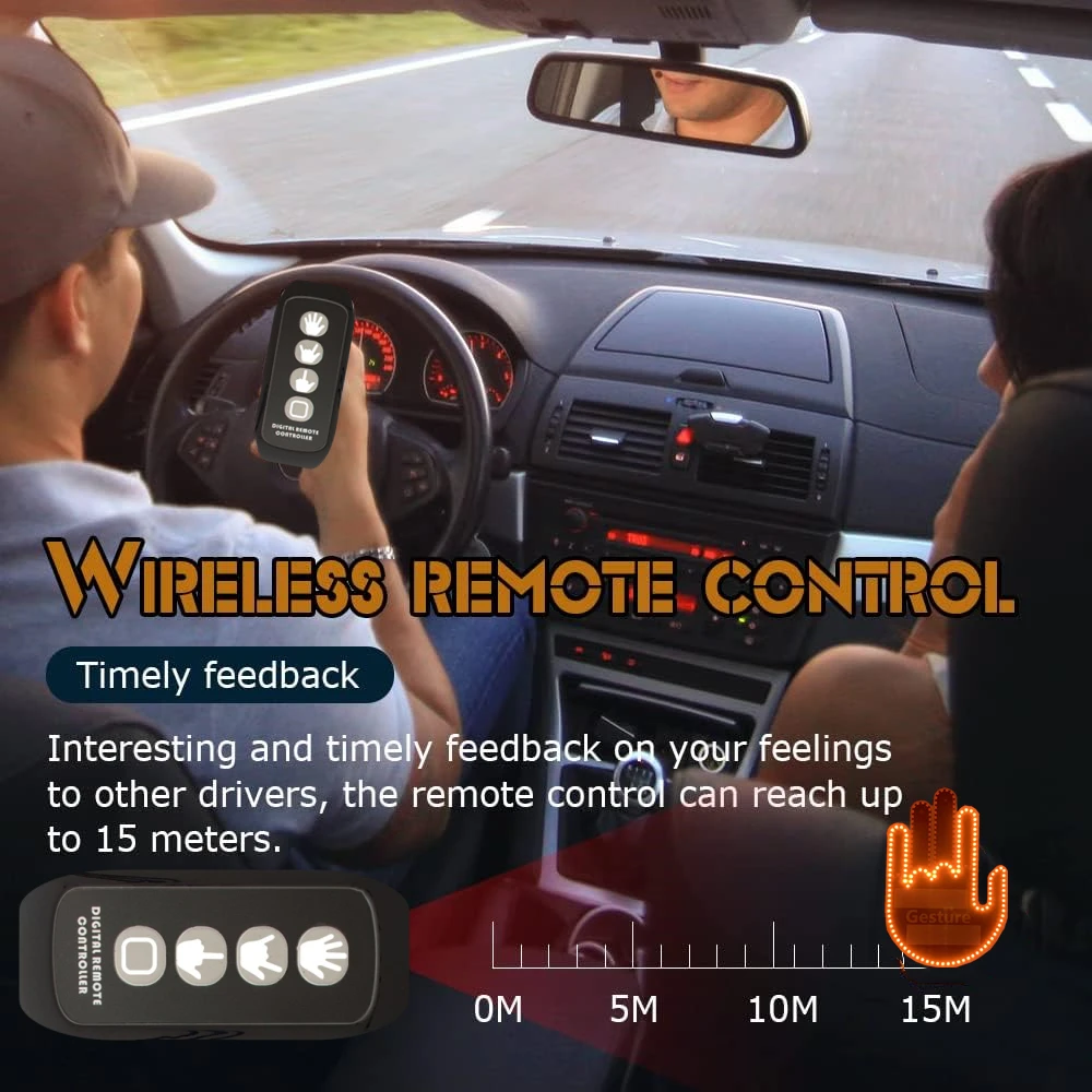 Middle Finger Car Light LED Palm Give The Bird Remote Control Cool Funny Car Interior Light Finger Up LED Hand for Cars