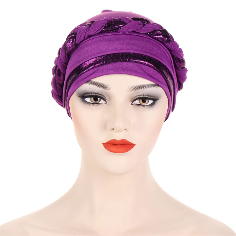 KepaHoo Muslim Women Braid Turban Cap Islamic 2025 Head Wraps Pre-Tied Hijab Bonnet new Femme Musulman Stretchy Hair Cover Indian Hat