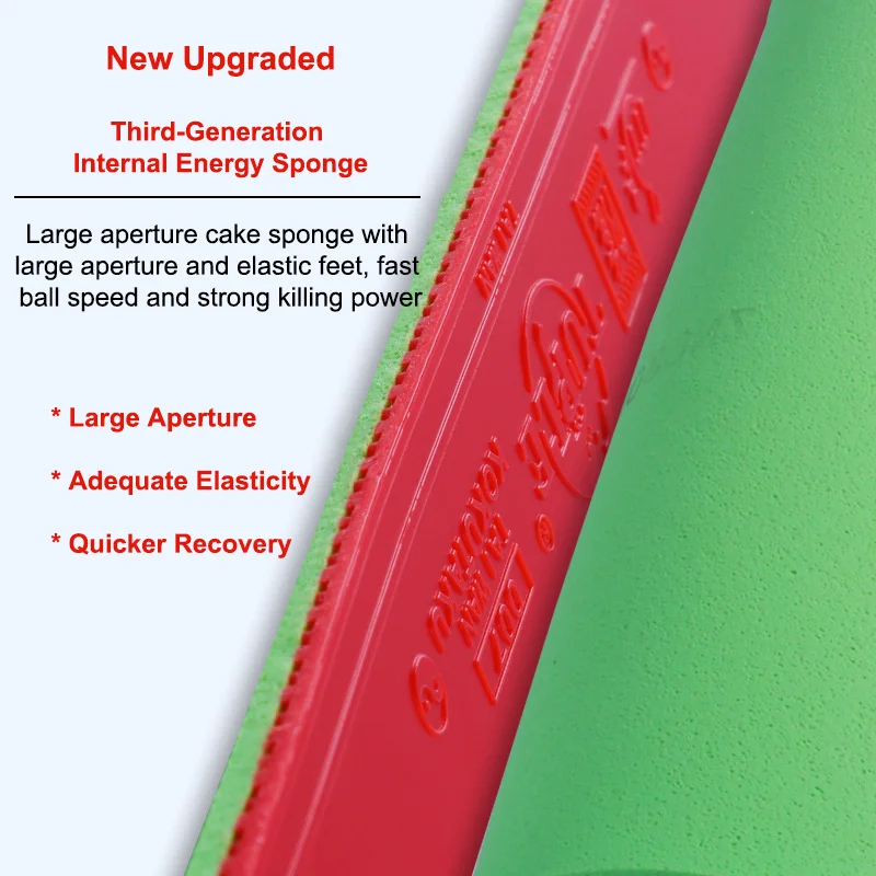 KOKUTAKU INFINITE Table Tennis Rubber Pips-in Internal Energy Ping Pong Racket Rubber with Large Aperture Green Cake Sponge