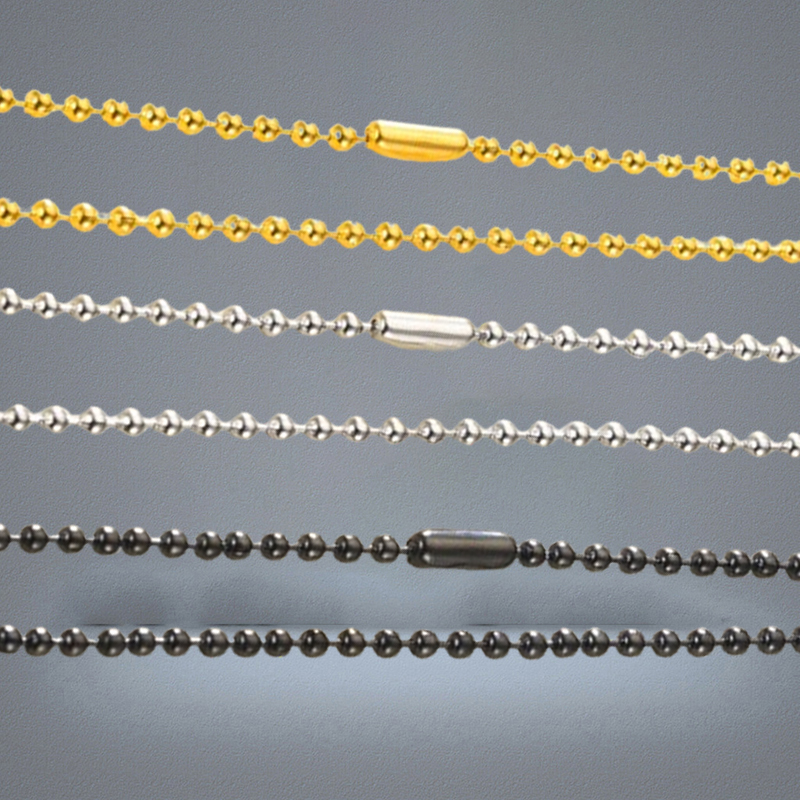 24mm Beads Ball Chains Necklaces Not Fade Stainless Steel Women Fashion Men Hip Hop Jewelry 24 Inch Silver Black 18K Gold Plated