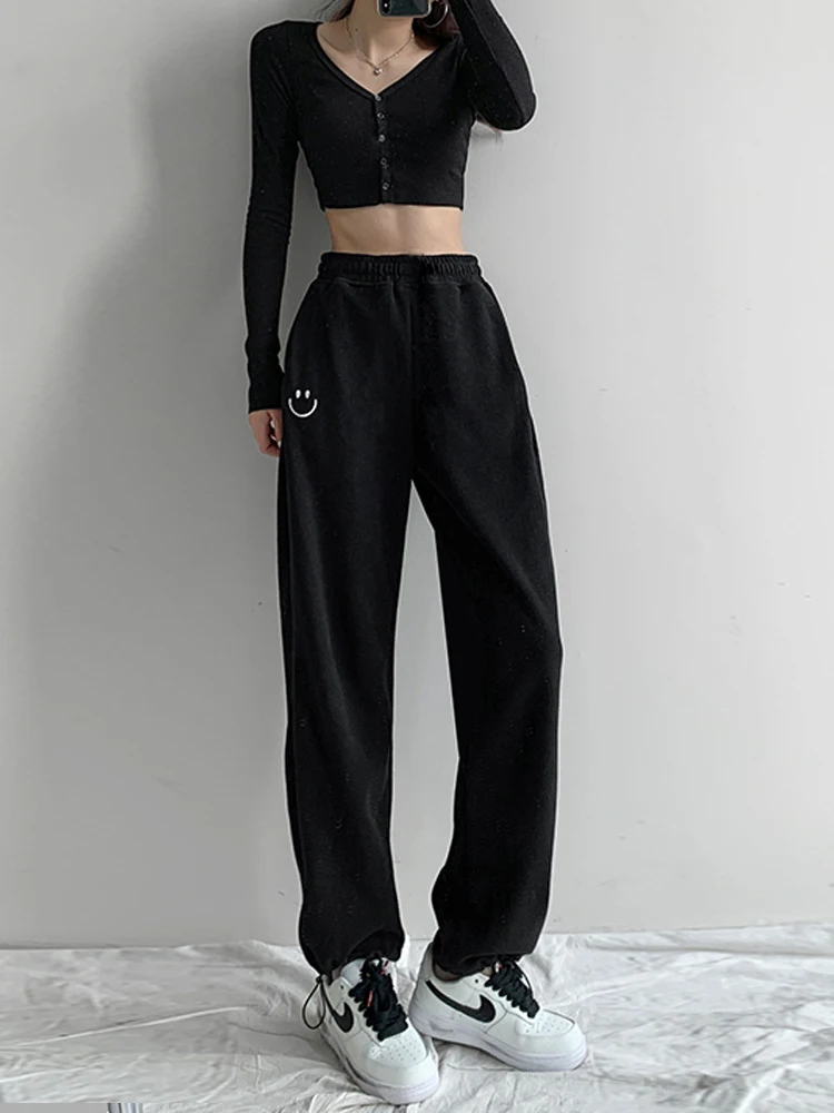 Spring new Autumn 2025 Women pants gray Sweatpants Casual Baggy Pants female Vintage Haruku Streetwear sport Wide Leg Trousers