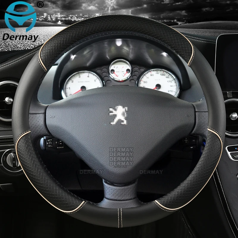 for Peugeot 206 207 307 DERMAY Car Steering Wheel Cover PU Leather Non-slip Auto Accessories Fast Shipping