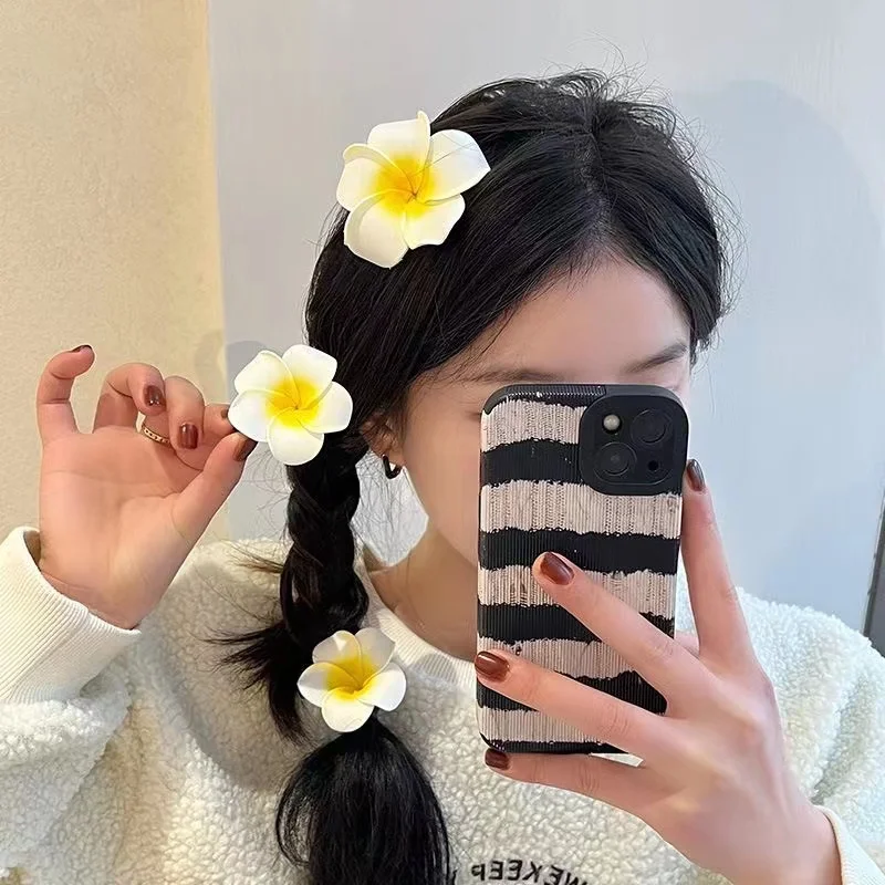 Plumeria Flower Hair Clips For Women Girls Hairpins Egg Flower Barrette Hawaiian Wedding Party Bag Hair Accessories Kids Girl