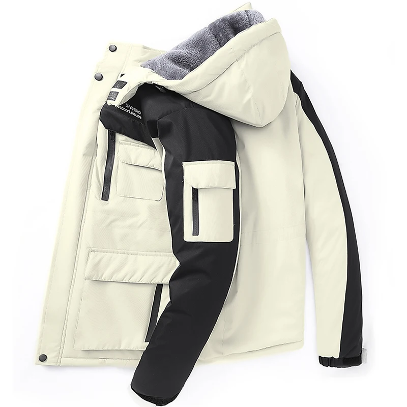 Mens Plus Veet new Thickening Hooded Coats Ski Suit Men's Casual Warm Jackets Coat Winter Jacket 2025 Men Parka 6XL 7XL 8XL Jacket