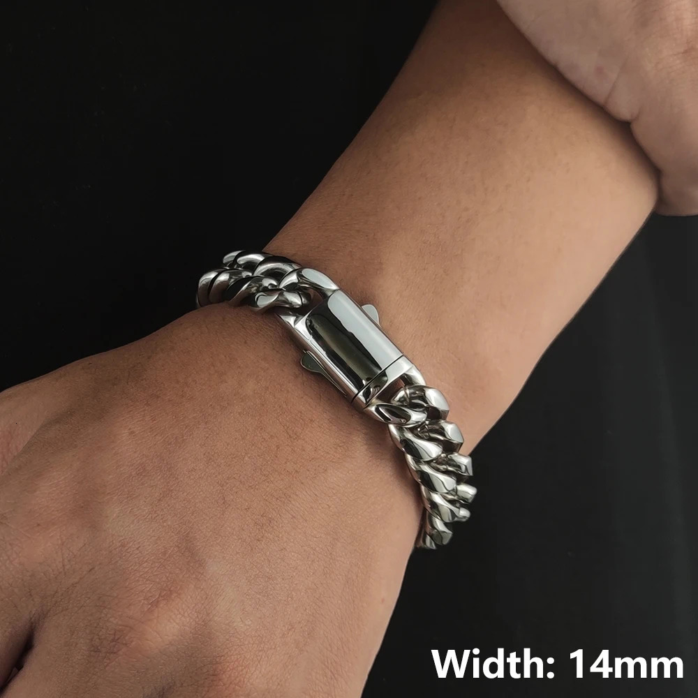 Hip Hop Rock Jewelry Free Custom Name Miami Cuban Link Stainless Steel Bracelet For Men Drop 240520
