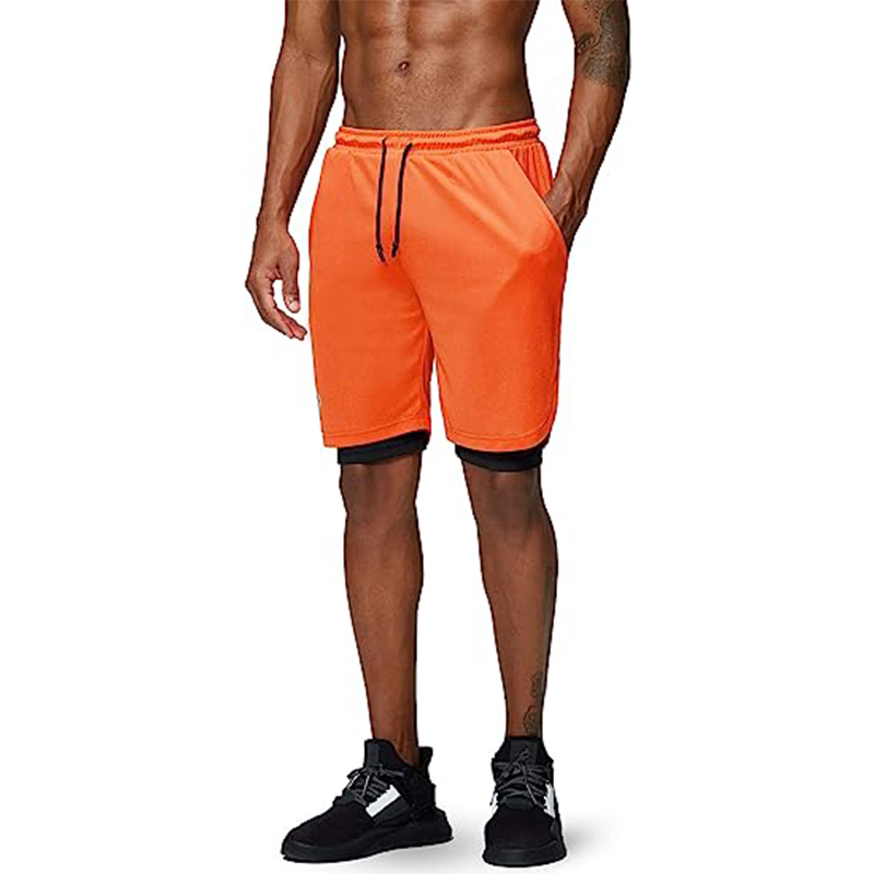Men's 2 in 1 Running Shorts Gym Workout Double-deck Quick Dry Mens Shorts Sportswear Training Short Pants Jogging Sport Shorts