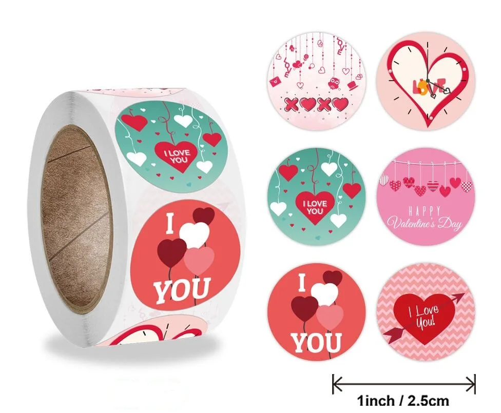 Valentine's Day new heart-shaped love stickers gift wedding 2025 stickers gift label 50-500pcs