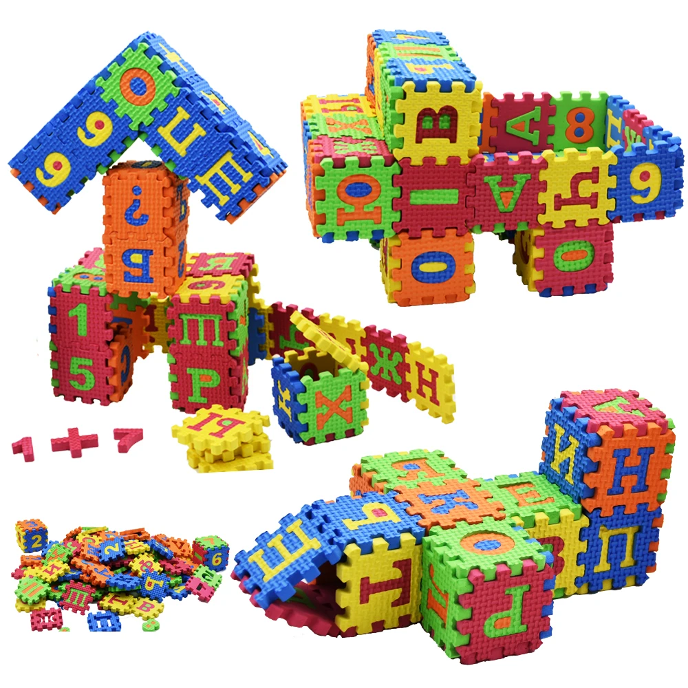 hot sell Russian alphabet letter toys Kids baby puzzle mats 60pcs 55 * 55MM carpet babies Language foam puzzle learning toy