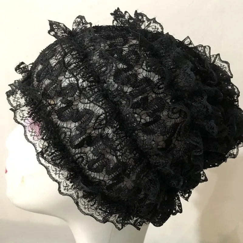 Women's new Summer 2025 Breathable Lace Mesh Turban Muslim Hijab Headscarf Cap Headband Wrap Bonnet Hats Islamic Headwear
