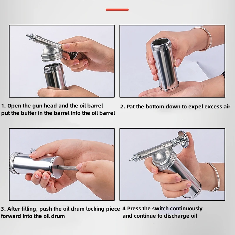 Manual High Pressure Oiler Airbrush Gun Bicycle 80CC Grease Gun new 2025 Pump Hose Grease Spray Gun Mini Handheld Oiler Hand Repair Tool