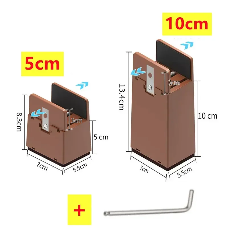 Adjustable Furniture Leg 2025 Risers Bed Foot Pads Heavy Duty Square Round 2 new 4 Inch Sofa Table Chair Leg Risers with Screw Clamp