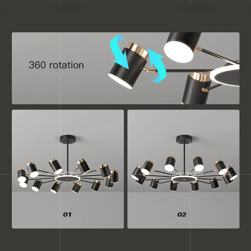 LED Chandelier For Living Room Bedroom Dining Room Kitchen Lamp Modern Style Simple Black Gold Design Ceiling Pendant Lights