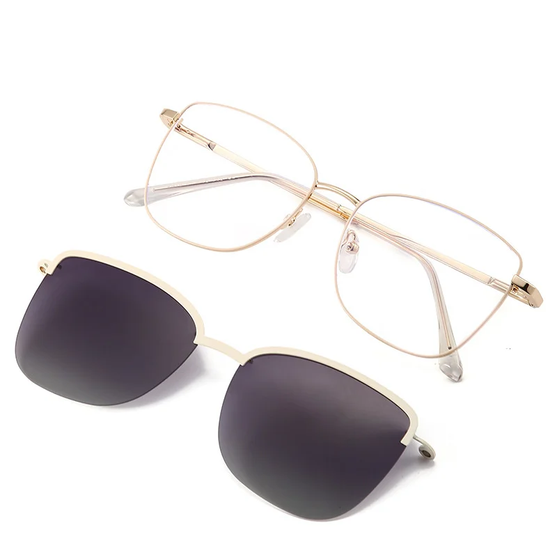 COHK 2025 2 In 1 Custom Polarized Optical Magnetic Sunglasses For Women Clip Magnet Clip On Sun Glasses Clip Metal new Eyeglasses Frame