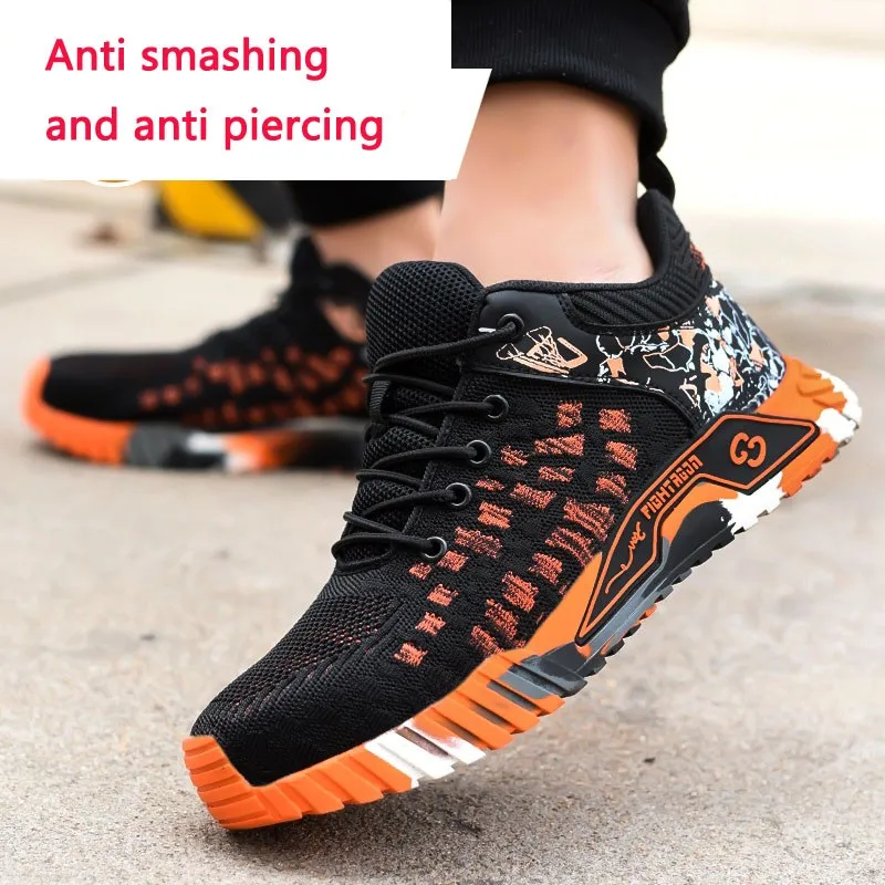 All 2025 Seasons Men's Safety Shoes Flying Woven Breathable Sneakers Steel Toe new Cap Impact Proof Puncture Proof Zapatos De Seguridad