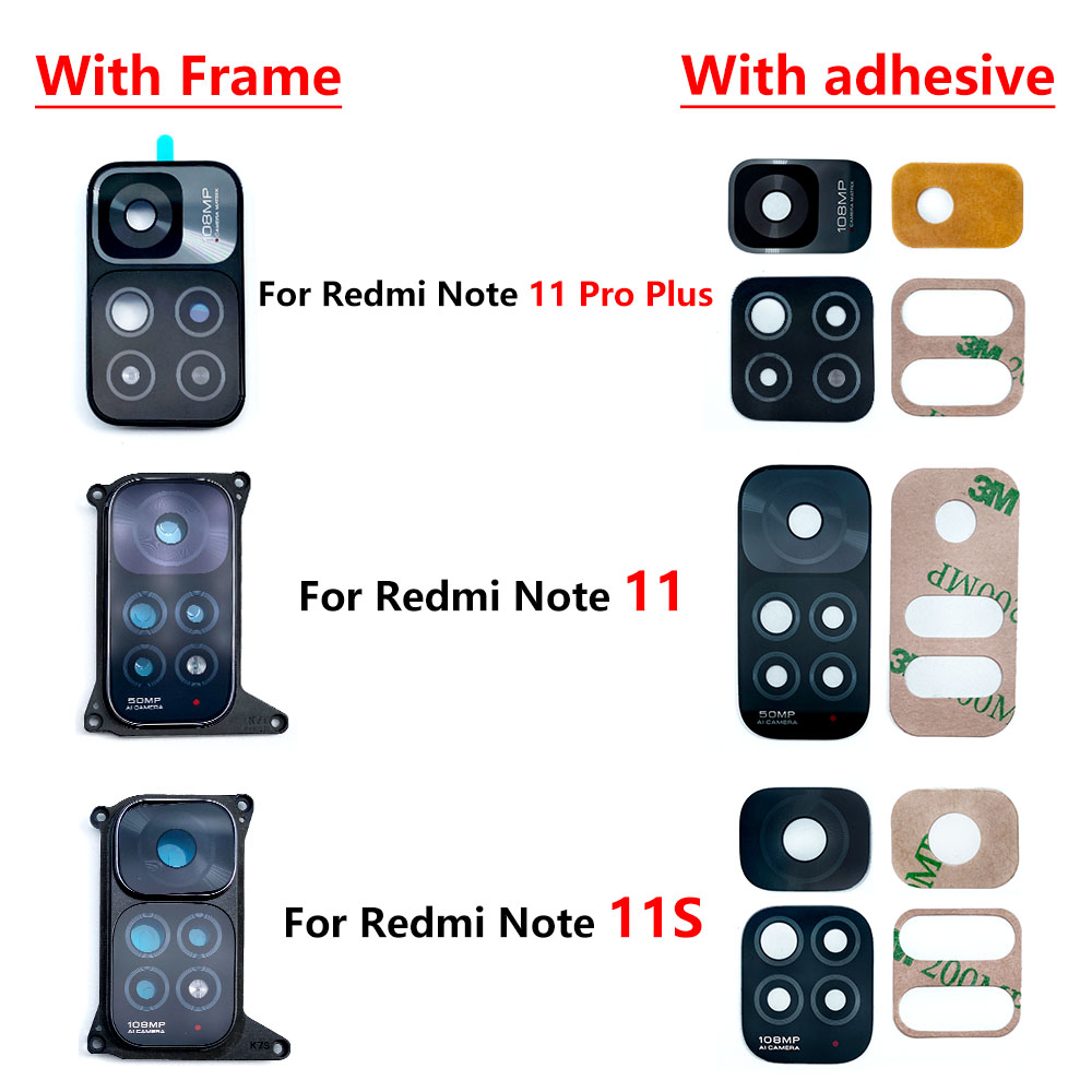 NEW Back Camera Glass Lens Cover with Frame Holder Replacement For Xiaomi Redmi Note 11S 11 4G 11T 11E 5G 11 13 Pro Plus