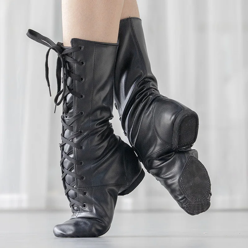 Jazz dance boots 2025 new women soft sole leather latin jazz dance shoes women children's girls dance shoes ballroom Training dance shoes