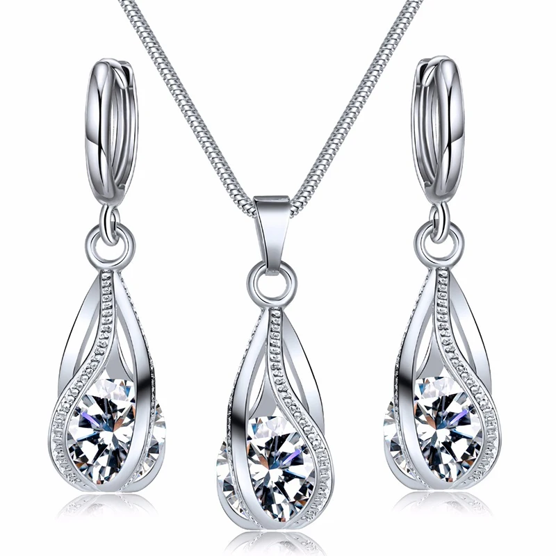 Obega new Cubic Zirconia Necklace Set Lantern Design Multi Color 2025 Stone Pendant Necklace Drop Earrings Copper Material Rhodium Plated