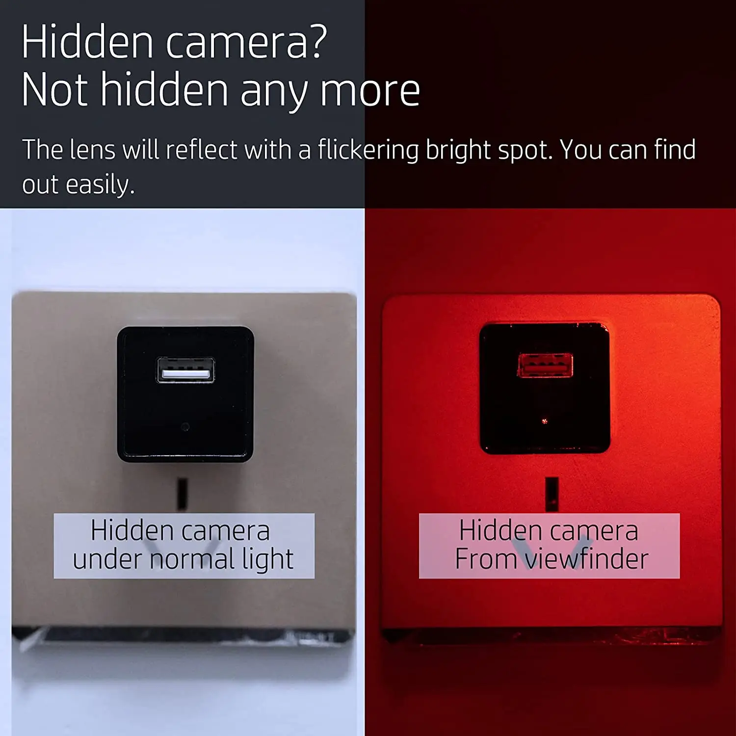 Type C Anti Candid Camera Detector For Outdoor Travel Hotel Rental Anti-Theft Camera LED IR Alarm Hidden Camera Detector