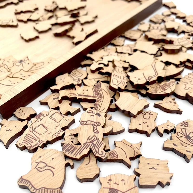 YESTARY 100pcs Cats Wooden Puzzle Kids Toys Impossible Puzzles Teaser Irregular Board Game Educational Toy For Children Present
