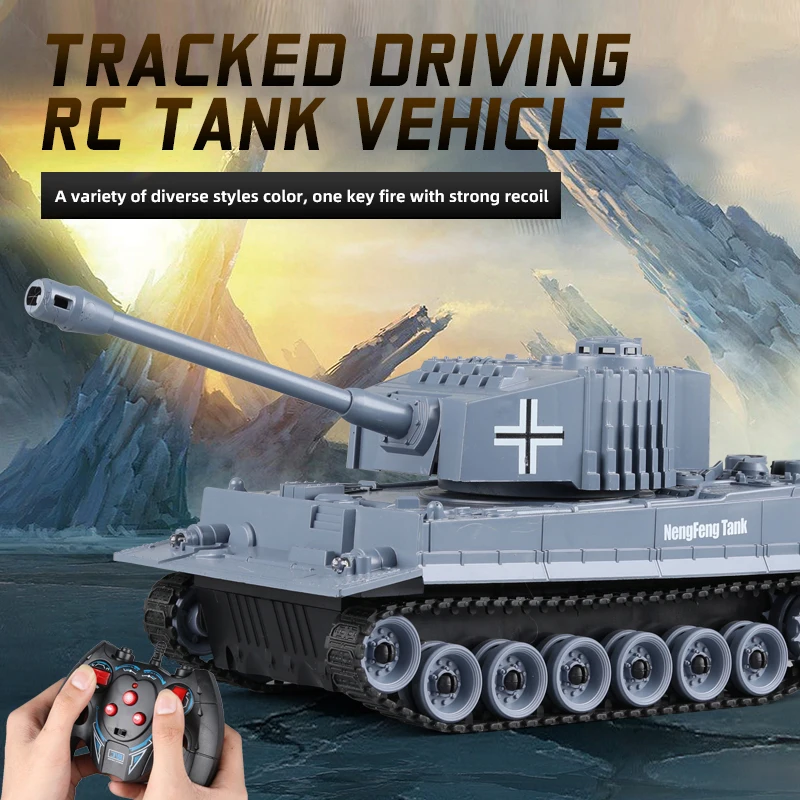 2.4G RC Tank Crawler Military Armoured Tanks Tiger Military Sound Light Remote Control Fight Off-road Vehicle T90 Kids Toys Boy
