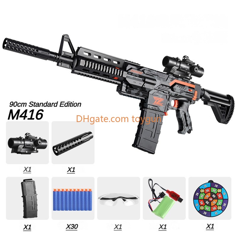 Electric M416 AK Soft Bullets Toy Gun Detachable Submachine Gun Continuous Firing Foam Darts Model Outdoor Cs Pubg Game Collection Birthday Gifts For 
