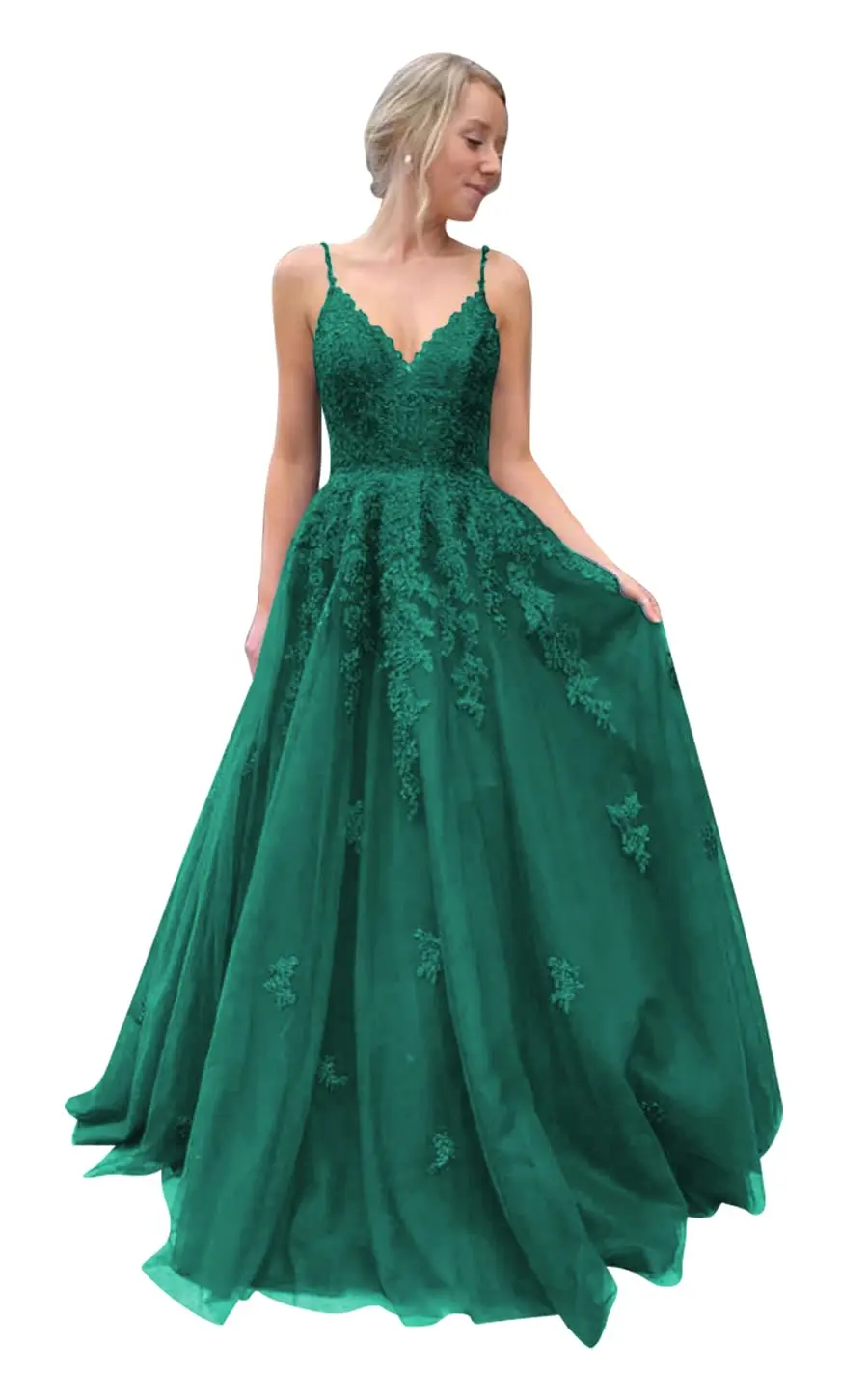 CloverBridal 2023 Navy Blue Tulle Lace Appliques Bridesmaid Dresses Drawstring Back Long Wedding Guest Dresses For Women WB9821