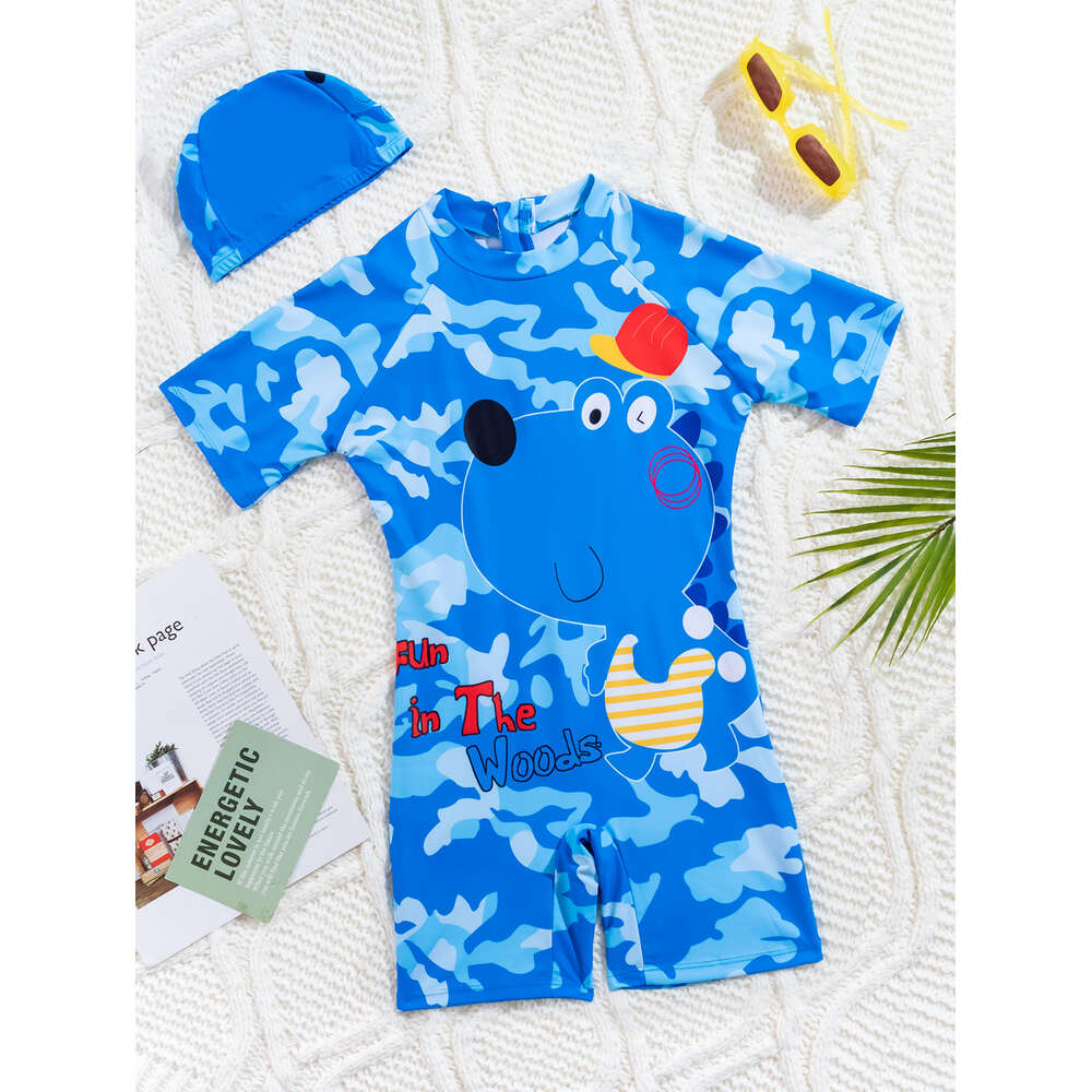 Ddmytiger Astronaut Professional Children S Boys One Piece Cartoon Swimsuit Short Sleeved Beach Sun Protection Hot Spring H