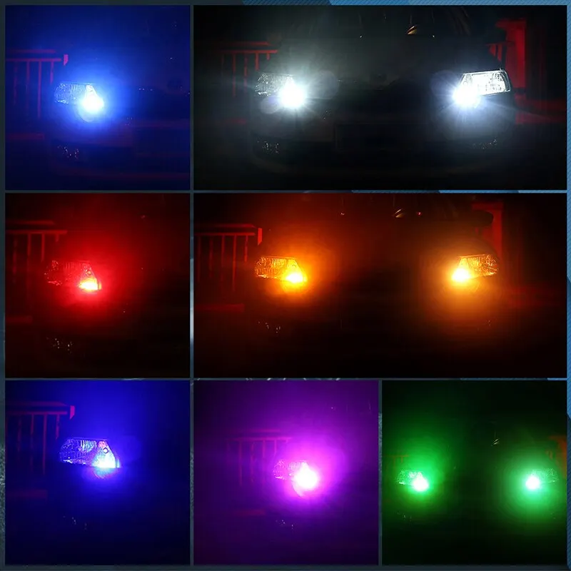 1set T10 W5w RGB LED Bulb Remote Control COB Lamp Car Interior new Lighting Reading 2025 Wedge Dome Trunk License Plate Light 12V
