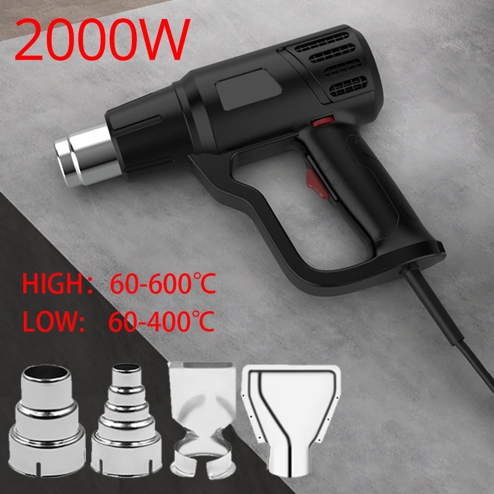 Industrial Hair Dryer, Plastic Hot Air Gun, 220 V, 2000 W Temperature Control, Automotive Heat Shrink Tubing, Thermostat