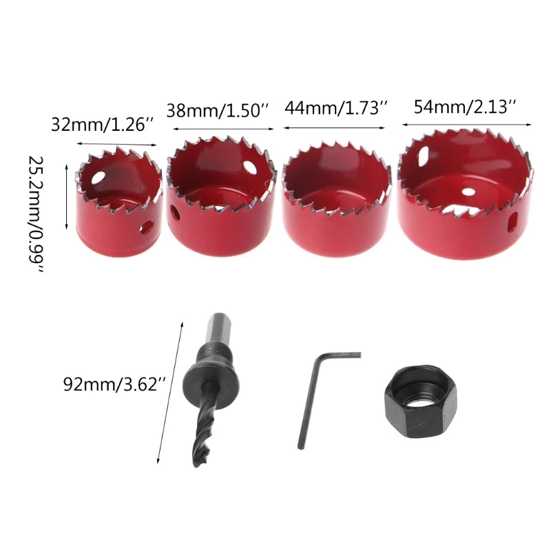 6Pcs Hole Circular Saw Set Drill Bit Cutting Cutter Round 32mm 38mm 45mm 54mm