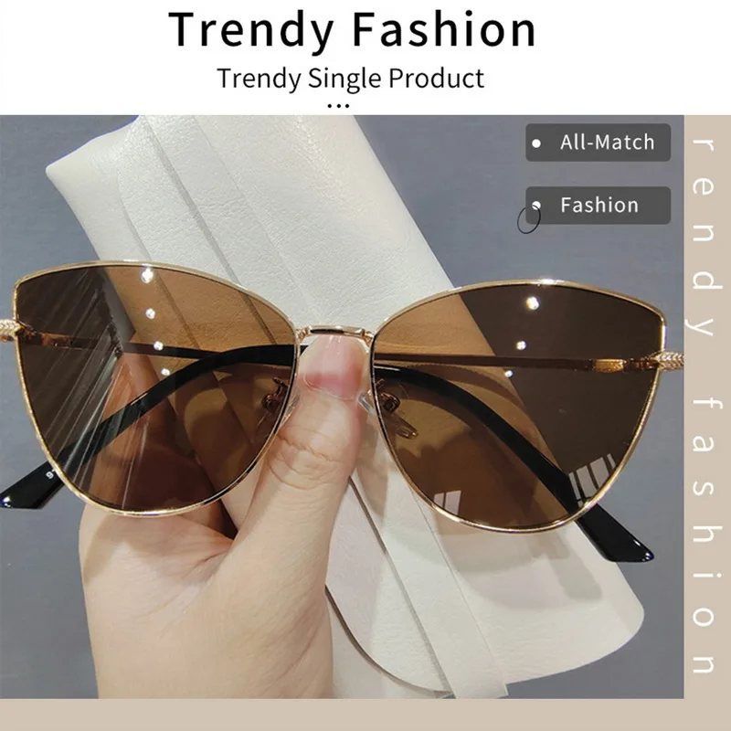 2024 Retro Travel Uv400 Popular Eyewear Trending Metal Small Vintage Sunglasses Black Cat Eye Sunglasses Ladies Driving Shades